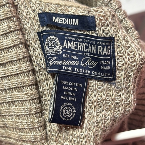 American Rag Sweater Womens Medium Tunic Knit Funnel Neck Pocket Pullover - Picture 4 of 4